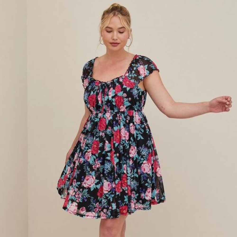 Floral Black Dress